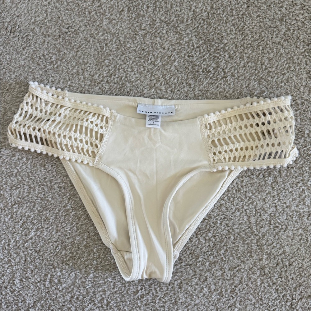 Robin Piccone Cream Crochet Bikini Bottom Size: Small